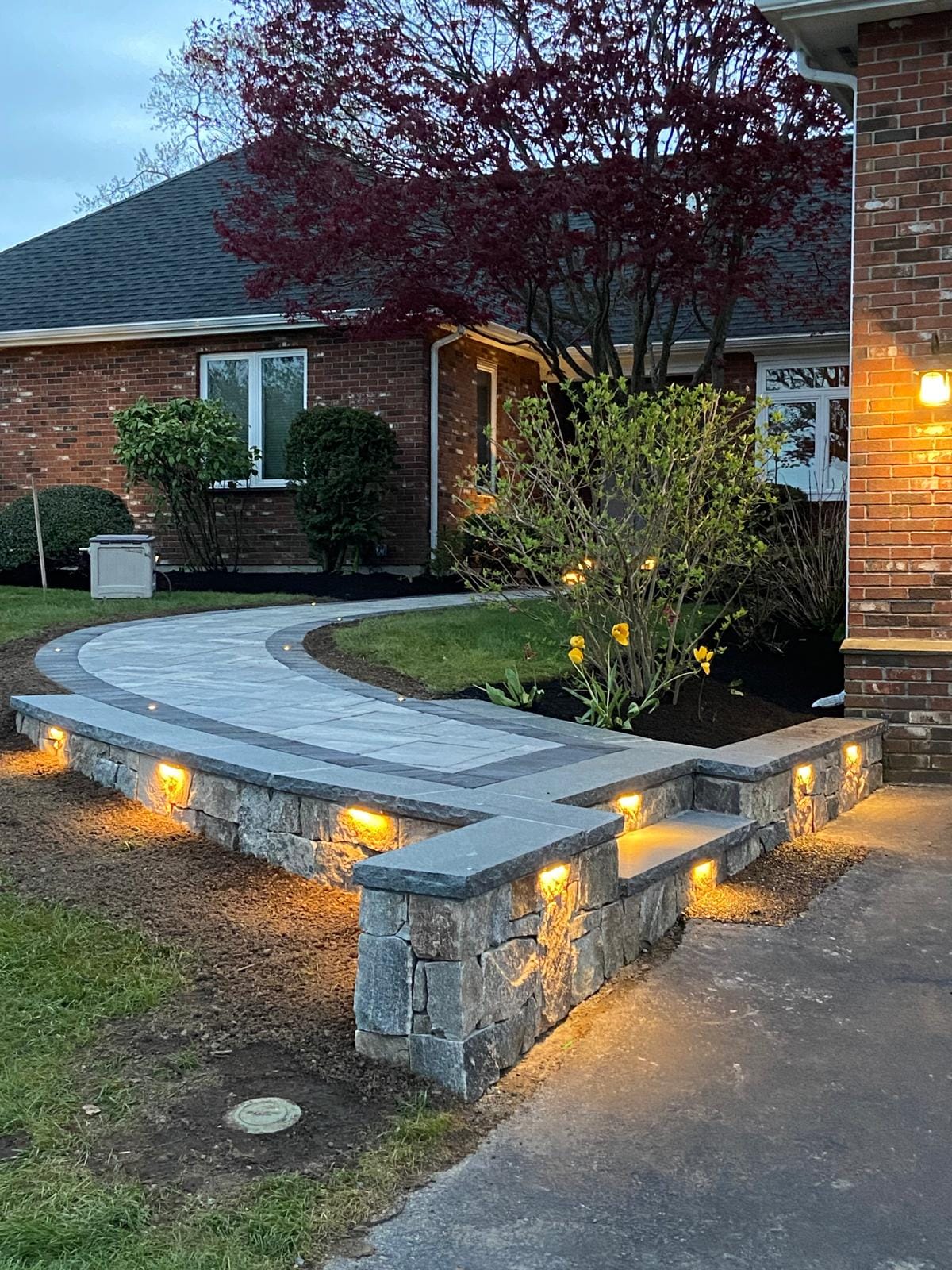 Stone Entry Walkway & Wall — Bridgewater, MA